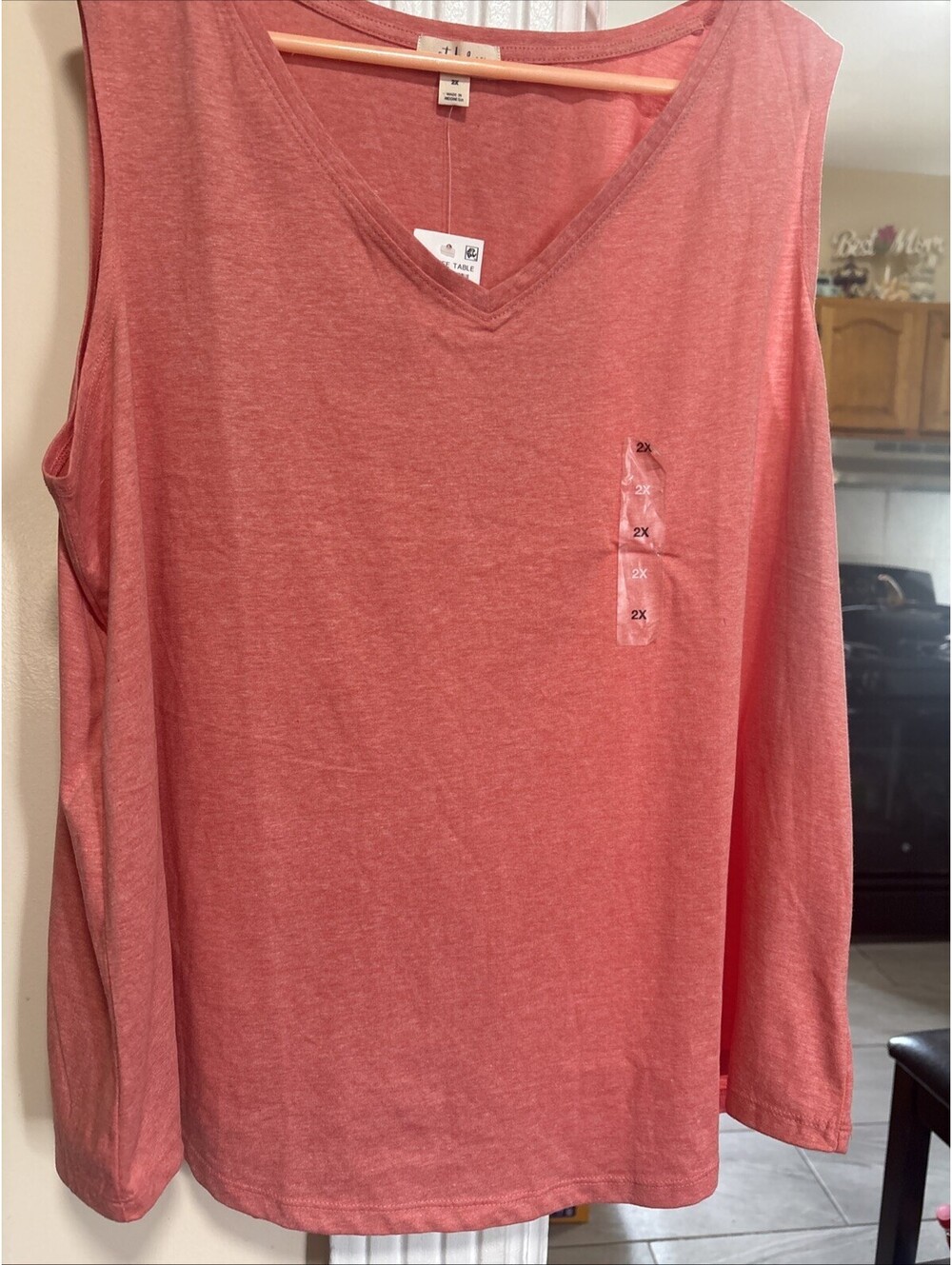 Women's Sleeveless Tank Top Size 2x Orange Pink Blouse Style and Co Brand